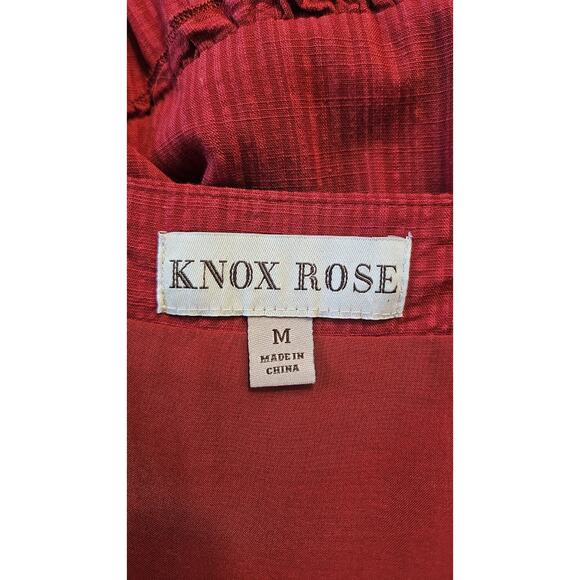 Knox Rose Dress Embroidered Tiered Ruffle Sleeve Dress Boho Red Pockets Size M - Picture 8 of 9